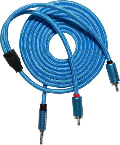 كوندور أزرق 6FT ثنائي ذكر RCA إلى 3.5 ملم ستيريو صغير TRS كابل صوت مضفر in Saudi Arabia