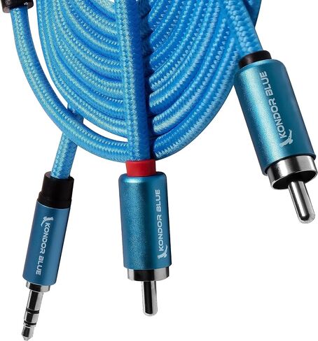 كوندور أزرق 6FT ثنائي ذكر RCA إلى 3.5 ملم ستيريو صغير TRS كابل صوت مضفر in Saudi Arabia