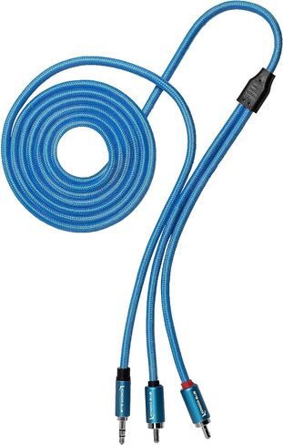 كوندور أزرق 6FT ثنائي ذكر RCA إلى 3.5 ملم ستيريو صغير TRS كابل صوت مضفر in Saudi Arabia