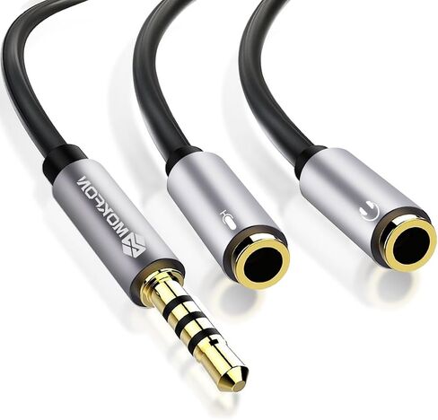 Headphone Y Splitter Mic and Audio Combo Adapter Female to Male 3.5mm PC Headset Extension Cable for PS4,Tablet, Laptop,Phone and More 3.9 Inch (Black) in Saudi Arabia