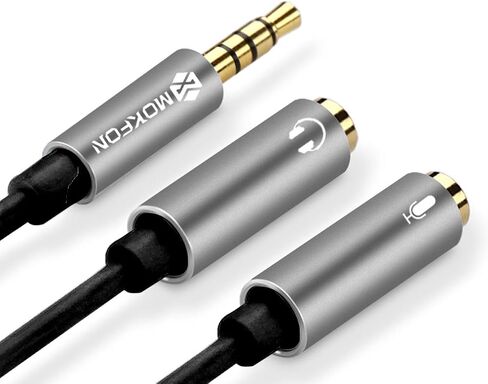 Headphone Y Splitter Mic and Audio Combo Adapter Female to Male 3.5mm PC Headset Extension Cable for PS4,Tablet, Laptop,Phone and More 3.9 Inch (Black) in Saudi Arabia