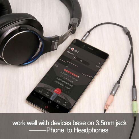 Headphone Y Splitter Mic and Audio Combo Adapter Female to Male 3.5mm PC Headset Extension Cable for PS4,Tablet, Laptop,Phone and More 3.9 Inch (Black) in Saudi Arabia