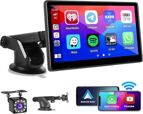 10.1 Inch Wireless Apple Carplay Portable Car Radio Touch Screen GPS Navigation for Car, Android Auto Car Play Screen with YouTube Mirror Link Bluetooth Backup Camera FM AUX in Saudi Arabia