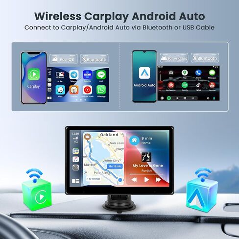 10.1 Inch Wireless Apple Carplay Portable Car Radio Touch Screen GPS Navigation for Car, Android Auto Car Play Screen with YouTube Mirror Link Bluetooth Backup Camera FM AUX in Saudi Arabia