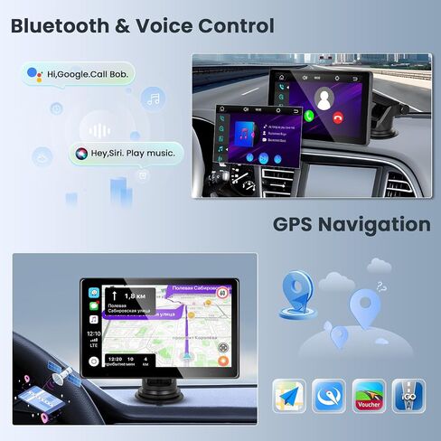 10.1 Inch Wireless Apple Carplay Portable Car Radio Touch Screen GPS Navigation for Car, Android Auto Car Play Screen with YouTube Mirror Link Bluetooth Backup Camera FM AUX in Saudi Arabia