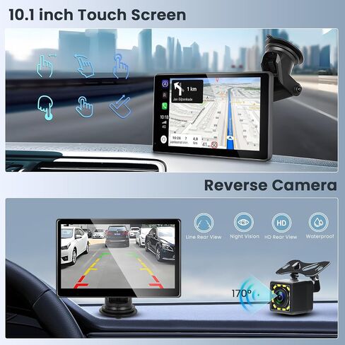 10.1 Inch Wireless Apple Carplay Portable Car Radio Touch Screen GPS Navigation for Car, Android Auto Car Play Screen with YouTube Mirror Link Bluetooth Backup Camera FM AUX in Saudi Arabia