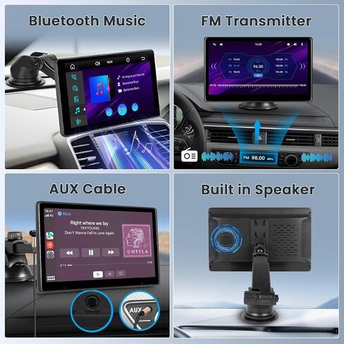 10.1 Inch Wireless Apple Carplay Portable Car Radio Touch Screen GPS Navigation for Car, Android Auto Car Play Screen with YouTube Mirror Link Bluetooth Backup Camera FM AUX in Saudi Arabia