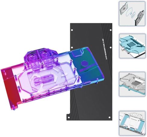 GPU Waterblock -for Zotac RTX 4080 SUPER 16GB Trinity OC White Edition, PC GPU Water Liquid Cooling Block Cooler with Backplate (5V ARGB RBW Aura Effect LED Lights GPU Block with Backplate) in Saudi Arabia