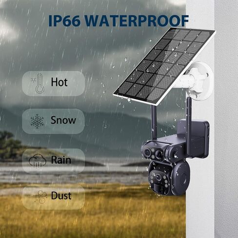 4G Low-Powered Solar Security Camera Outdoor, 2K No WiFi Dual Lens Linkage Security Cameras for Home Security, 2-Way Talk Cameras with PIR Motion Detection, Color Night Vision, IP66 (Black) in Saudi Arabia
