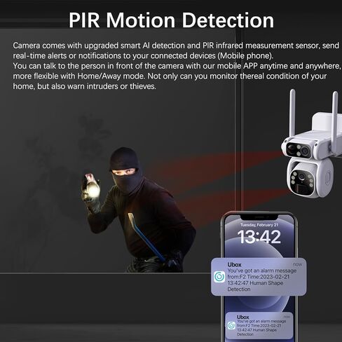4G Low-Powered Solar Security Camera Outdoor, 2K No WiFi Dual Lens Linkage Security Cameras for Home Security, 2-Way Talk Cameras with PIR Motion Detection, Color Night Vision, IP66 (Black) in Saudi Arabia