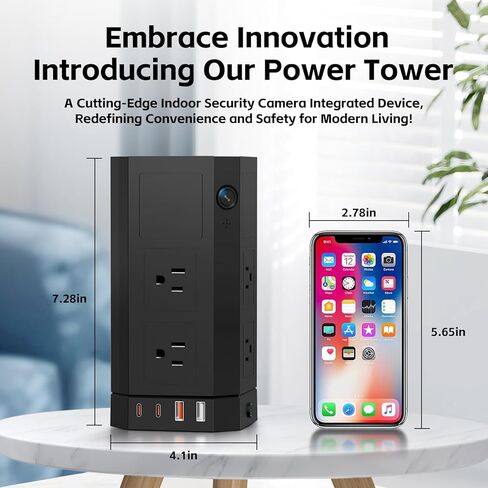 Indoor Cameras for Home with Power Strip Tower, WiFi Camera Indoor with Phone App, 2-Way Audio,SD Card & Cloud Storage,Motion Detection, Cameras for Home Security for Baby/Elder/Pet/Nanny in Kuwait