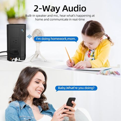 Indoor Cameras for Home with Power Strip Tower, WiFi Camera Indoor with Phone App, 2-Way Audio,SD Card & Cloud Storage,Motion Detection, Cameras for Home Security for Baby/Elder/Pet/Nanny in Kuwait