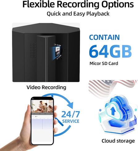 Indoor Cameras for Home with Power Strip Tower, WiFi Camera Indoor with Phone App, 2-Way Audio,SD Card & Cloud Storage,Motion Detection, Cameras for Home Security for Baby/Elder/Pet/Nanny in Kuwait