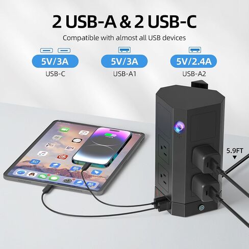 Indoor Cameras for Home with Power Strip Tower, WiFi Camera Indoor with Phone App, 2-Way Audio,SD Card & Cloud Storage,Motion Detection, Cameras for Home Security for Baby/Elder/Pet/Nanny in Kuwait