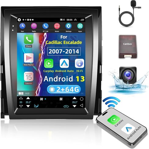 2+64G 9.7 inch Car Stereo for Cadillac Escalade 2007 2008 2009 2010 2011 2012 2013 2014 - Android Touchscreen Radio with Wireless Carplay & Android Auto/WiFi/HiFi/GPS Navigation/FM Radio in Saudi Arabia