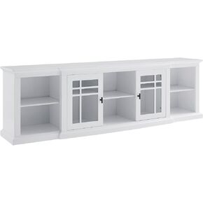Walker Edison Bardot Classic Glass-Front 2-Door Storage Stand for TVs up to 88 Inches, 80 Inch, Black