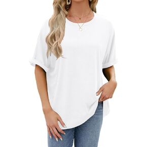 2 Pack Women's Oversized T Shirts 100% Cotton Short Sleeve Crewneck Summer Tops Casual Loose Basic Tee Shirts