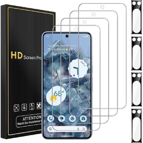 4 Pack Screen Protector for Google Pixel 7 with 4 Pack Camera Lens Protector, 9H Tempered Glass Film Anti-Fingerprint Case Friendly