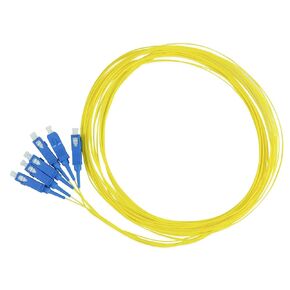 trueCABLE Simplex LC UPC OS2 Singlemode PVC (LSZH) 0.9mm, Fiber Optic Pigtail Fusion and Mechanical Splice, Singlemode 9/125 900um Tight Buffer, 2m, 6 pack