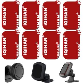 Sticky Adhesive Tape Replacement for Car Dashboard Magnetic Phone Mount Holder Base, 8pcs Rectangle Heat Resistance Double Side-Tape Sticker Pads for Magnet Car Phone Cradle & Windshield Dash Cam