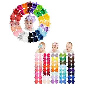 jollybows 20pcs 6" Baby Girls Grosgrain Ribbon Hair Bows Headbands + 40pcs 4" Elastic Hairband for Baby Girls Toddler Infant Kids Newborns