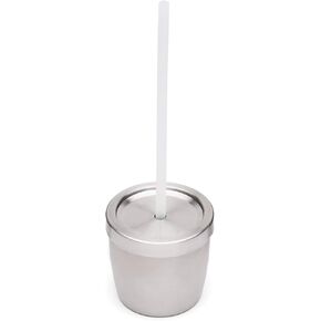 Red Rover SS Juice Kids Cup with Lid and Silicone Straw, Small, Silver