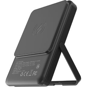 3-in-1 Magnetic Phone Charger, 5000mAh Power Bank with Type-C Input/Output, Wireless Charging and Kickstand, Battery Pack Compatible with iPhone, 15/14/13/12 Series and More