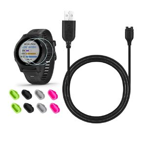 JIUJOJA for forerunner 935/945 Charger, Charging Clip Sync Data Cable and 2Ppcs HD Tempered Glass Screen Protector and 8Pcs Charger Port Protector for Forerunner 945 Sports Smart Watch