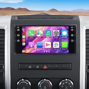 Car Radio for Dodge RAM 1500 2500 3500 2009 2010 2011 2012, Build in Wireless/Wire Carplay & Android Auto Support Bluetooth, Back-up Camera,FM Radio,SWC,7 Inch IPS Touch Screen, 2GB+ 32GB