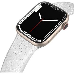 EDIMENS Sport Band Compatible with Apple Watch Bands 41mm 38mm 40mm, Shiny Bling Glitter Silicone Soft Thin Small Replacement Band Compatible for iWatch Series 9 8 7 6 5 4 3 2 1 SE Sport Edition Women