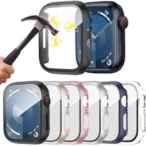 6 Pack for Apple Watch 40mm Screen Protector Compatible with Series 6 5 4 SE,Hard PC Case Ultra-Thin Protective Cover Bumper with Tempered Glass for iWatch 40mm