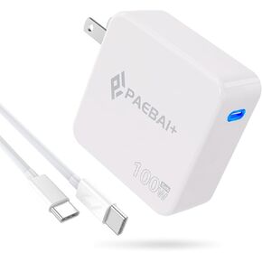 100W USB C Charger GaN PD3.0 Compact Wall Fast Charger for MacBook Pro/Air, ThinkPad, Dell XPS, Google Pixelbook, Samsung Galaxy S23/S22, iPad Pro, iPhone 15 Pro 5A Type C Laptop Power Adapter