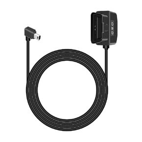 RIIEYOCA OBD2 Power Cable for Dash Camera，90 Degree Right Angle Mini USB to OBD-II Adapter, Two Mode with Switch Button and Play 24 Hours Surveillance/Acc Mode for Dash Camera (11.5FT/3.5M)