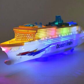 Cruise Ship Model Toy for Kids Ages 3-5, Boat Toys for Toddlers 1-3 Colorful Electric Flashing LED Light Sound Toy, Birthday Children's Day GIF