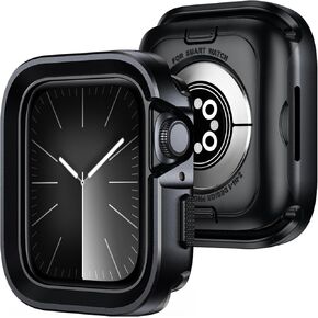Amizee 2 in 1 Metal Rugged Case Compatible with Apple Watch Series 9/8/7 45mm, Aluminum Shockproof Protective Bumper Cover Compatible with iWatch 45mm, Original