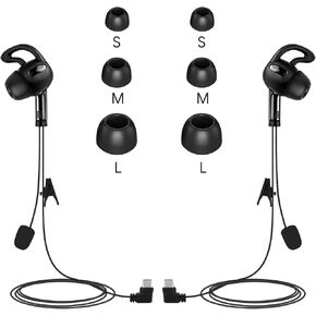 2 Pack USB Type C Left & Right Ear Referee Earphone, Headset Earhook Earpiece Fit for Upgraded V6 V4 Soccer Football Coach Intercom Radio