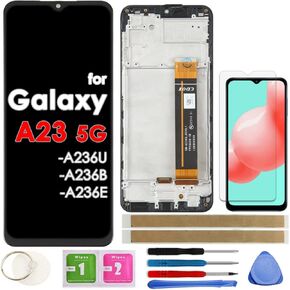 LCD Screen Replacement Touch Display Digitizer Assembly with Frame for Samsung Galaxy A23 5G A236 SM-A236B SM-A236E SM-A236U 6.6 inch (NOT for A23 4G)