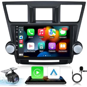 Android Car Radio for Toyota Highlander 2008-2013: 2+64G Car Stereo 10 Inch 1280 * 800 Touchscreen with Carplay Android Auto GPS Navigation Bluetooth FM SWC RDS JBL Mirror Link Backup Camera