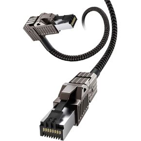 CAT8 Ethernet Cable, Hagibis 360° LAN Network Cable with Zinc Alloy RJ45, Braided 24AWG 40Gbps 2000Mhz Patch Cord High Speed for Gaming, PS4, Xbox, Modem, Router, PC, Laptop