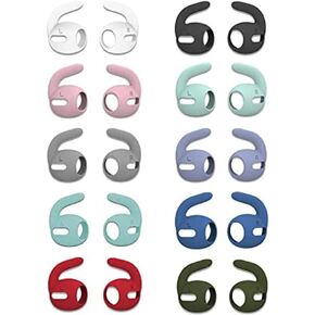 ALXCD Sport Ear Tips Hook Compatible with AirPods Pro Earbuds, Anti Slip Soft Silicone Earbuds Covers Earhooks, Compatible with AirPods Pro, 10 Pairs 10 Color