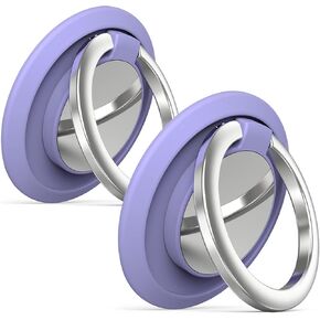 [2 Pack] Round Sparkling Cell Phone Ring Holder Stand,360 Degree Rotation and 180 Degree Adjustable Finger Ring Kickstand with Polished MetalPhone Grip (Purple)