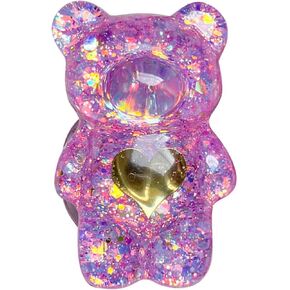 Dark Purple Mobile Phone Finger Stand Cute Bear Doll Phone Holder Support Comfortable Grip Anti-Slip Creative Flexible, Bear Grips, Cell Phones and Accessories