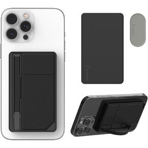 Mag SleekGrip X, Magnetic Wallet with Phone Grip, Compatible with MagSafe Wallet and Phone Stand, Leather Privacy Flap, Compatible with iPhone 15 14 13 12 Series