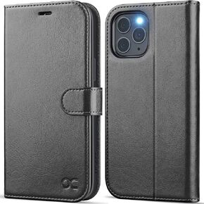 OCASE متوافق مع حافظة محفظة iPhone 12 Pro Max، حافظة قابلة للطي من جلد البولي يوريثان مع حامل بطاقات RFID Blocking Stand [غلاف داخلي من مادة TPU مقاوم للصدمات] غطاء هاتف 6.7 بوصة (أسود) in Kuwait