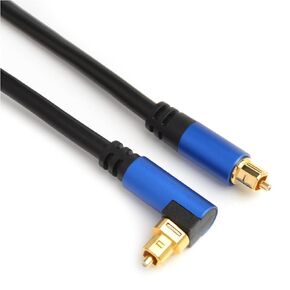 90 Degree 360 Degree Free-Rotating Plug Toslink Cable Digital Fiber Optic Audio Cable for TV, Home Theater, Projector, Stereo System, Active Speaker Echo Wall Connection cable/5FT/1.5m-Blue