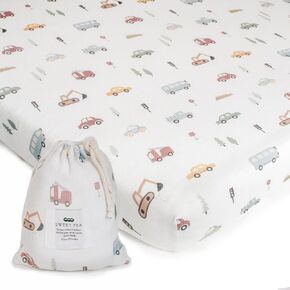 Organic Crib Sheets for Boys, Girls - Jersey Fitted Crib Sheet, Baby Crib Sheets Neutral, Crib Mattress Sheet, Cotton Crib Sheets, Breathable Crib Sheet, Baby Mattress Sheets (Farm Animals)