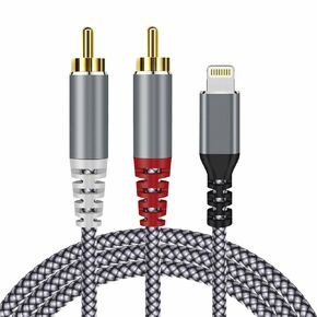 [MFi Certified] Compatible with Lightning to RCA Cable Audio Adapter, 4FT iOS to 2RCA Cable Hi-Fi Stereo Y Splitter for i-Phone/i-Pad to Car, Home Stereo, Speaker, Amplifiers NOT Support Recording