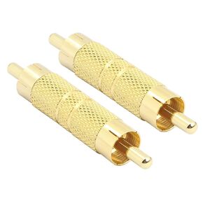 GELRHONR RCA Coupler Adapter,Gold Plated RCA Male to Male AV Audio Video Connecto,for Amplifier Speaker Home Theater and Home Audio Device-2PCS