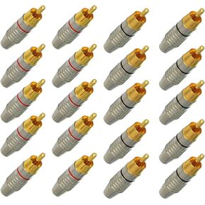 Fielect 50Pcs RCA Male Connector Plug with Spring Coax Audio Solder Adapter Gold