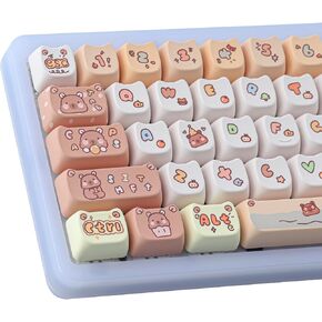 أغطية مفاتيح Hyekit PBT للوحة المفاتيح الميكانيكية - 144 مفتاحًا، أغطية مفاتيح Capybara، أغطية مفاتيح لطيفة للتسامي الصبغي، أغطية مفاتيح مخصصة لملف تعريف Mao لمفاتيح Cherry Gateron MX، للوحة مفاتيح Mac Windows PC